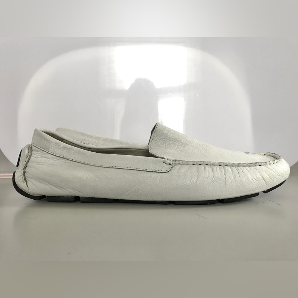 Back Bucci White Leather Loafers